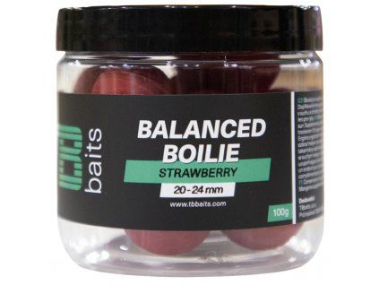TB Baits Vyvážené Boilie Balanced + Atraktor Strawberry 100g 20 24mm